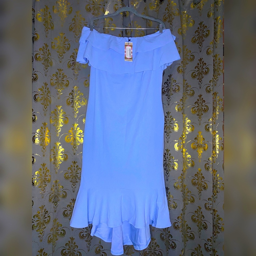 Plus Ruffle Fishtail Midi Dress